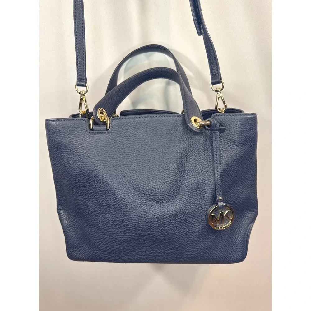 Michael Kors Annabelle Pebbled Leather Tote Crossbody Shoulder Bag Navy NWOT‎